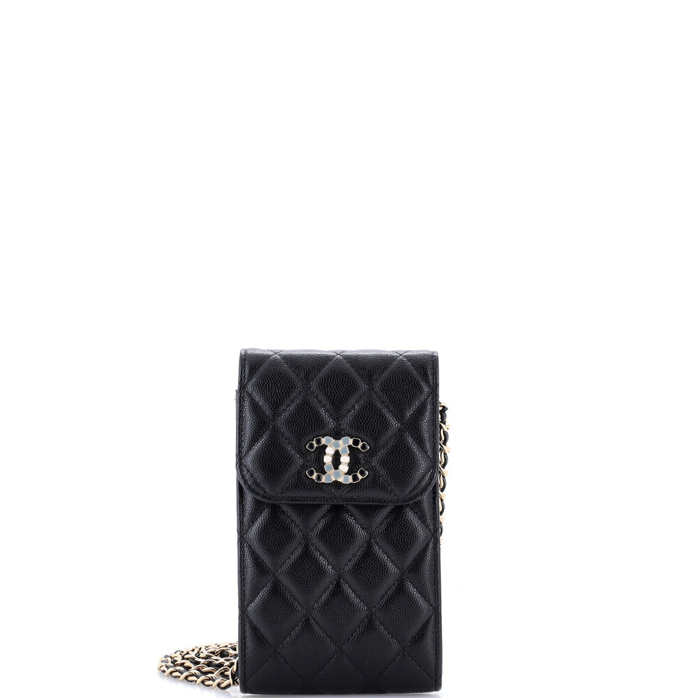 Chanel Crystal CC Flap Phone Holder Crossbody Bag with AirPods Pro Case
